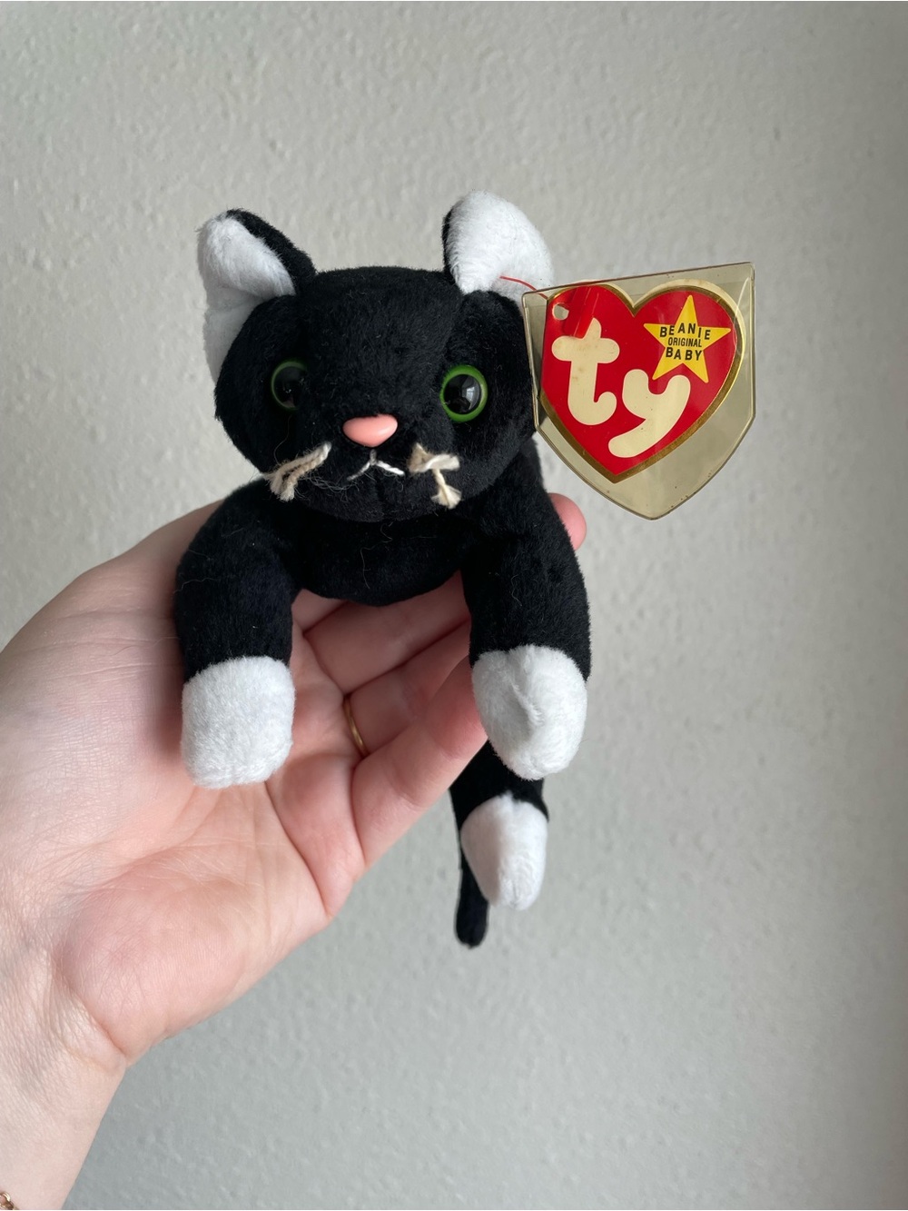 TY Beanie Baby - Zip Black & White Cat Plush - Genuine TY Brand